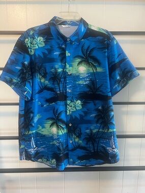 Men's Tropical Blue Shirt, SheLucki, M, EUC, F20